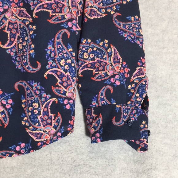 THE LIMITED Classic Paisley Print Easy Care Poly Fabric Navy w/Shades of Pink - Picture 5 of 16